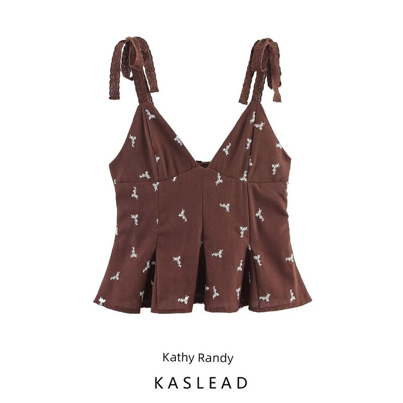 Kaslead New Women clothes Western Style Fashion Simple Short Skirt Embroidery Top 0881011