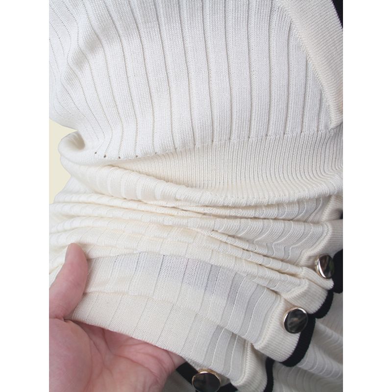 Fancy Classic Style Split Polo Collar Knitted Long-Sleeved Dress Female Autumn 2024 New Arrival Slim Looking Color Matching Wrapped Skirt