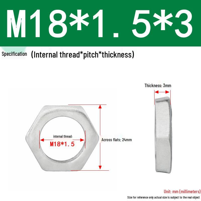 GB808 White Zinc Hex Thin Nut, Fine Thread, Lamp-Type, M6-M30