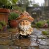 Hand Painted Forest Yard Art Mushroom Cap Gnome Statue, Resin Garden Figurine, Retro Decorative Lawn Dwarf for Cute Sculpture Patio Indoor Table