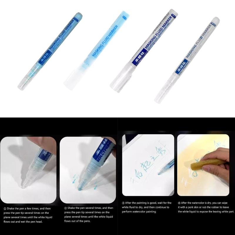 White/Blue Watercolor Masking Fluid Mark Pen 0.7/3mm Masking Fluid Marker Art Supplies Perfect for Artists Students