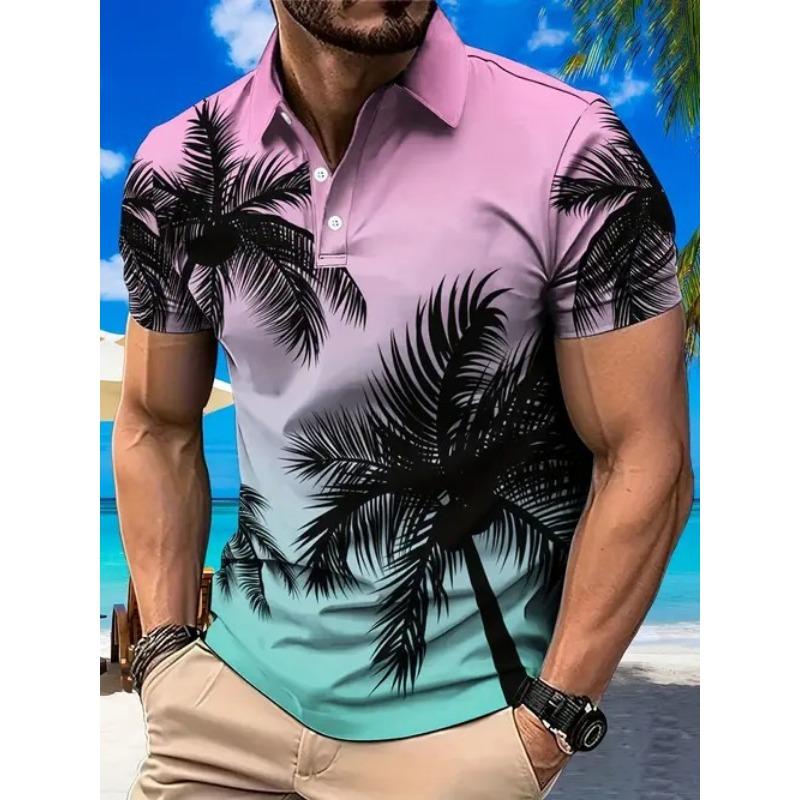 Summer New Casual Men's 3D High-quality Short Sleeved Button Polo Shirt
