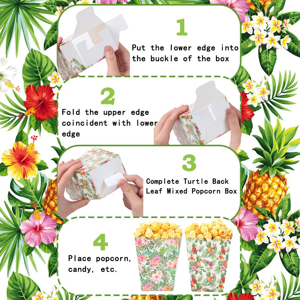 Hawaiian Turtle Back Leaf Popcorn Box Hawaii Luau Tropical Birthday Party Decor Kids Wedding Birthday Party Supplies Baby Shower
