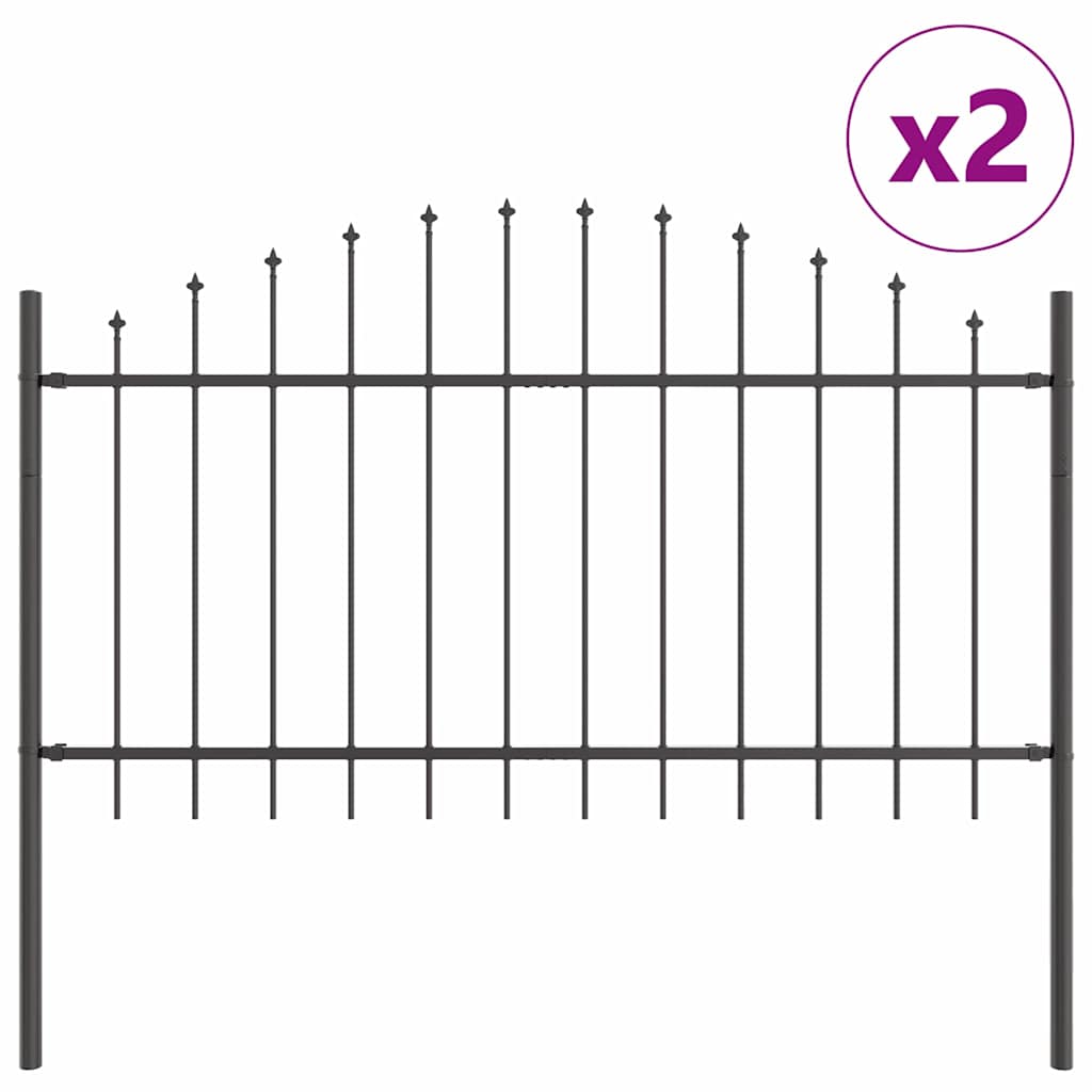 Garden Fence 2 pcs Grey 170 x 140 cm Powder Coated Steel