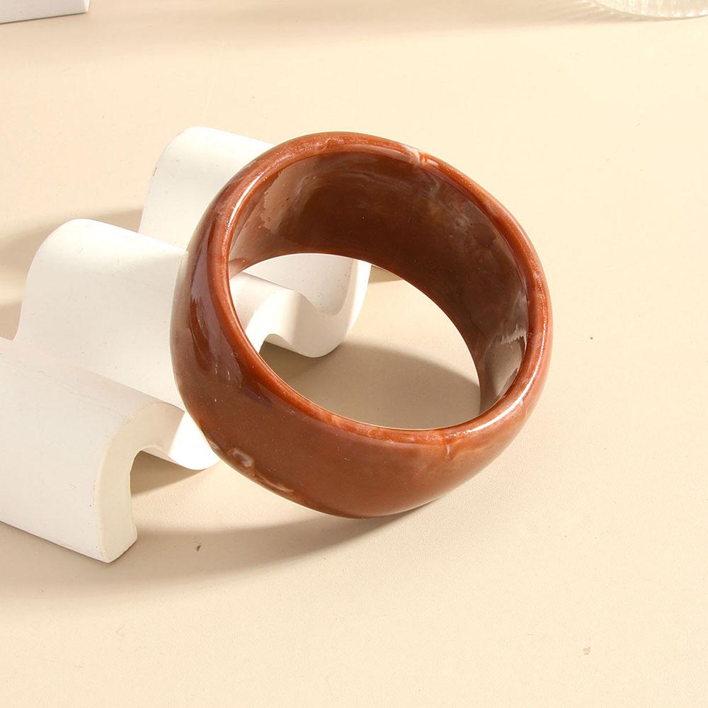 Retro Irregular Geometric Chunky Brown Resin Bangles Wide Acrylic Bracelets Bangle for Women Girls Summer Jewelry