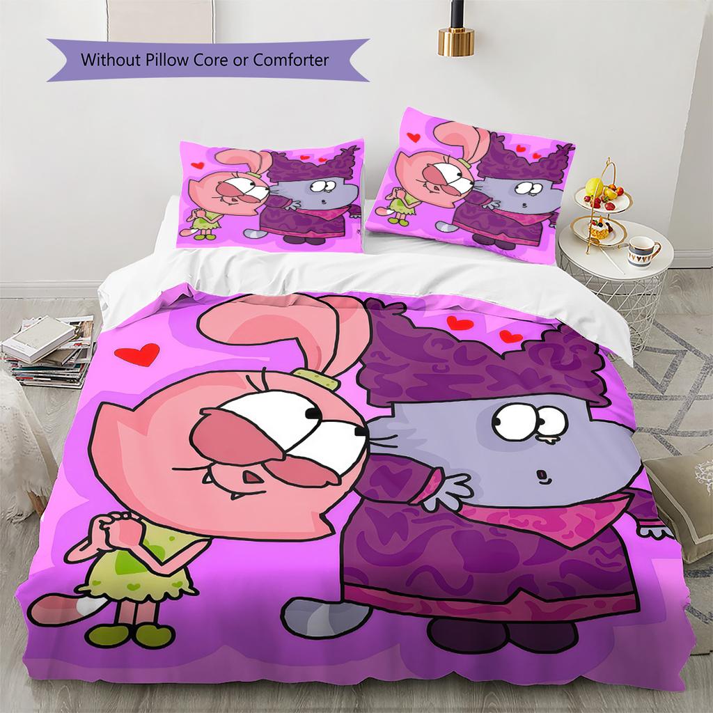 Chowder Muster Bettwäsche Steppdecke Set Heimdekoration Geschenk (1 Bettbezug + 2 Kissenbezüge (ohne Füllung))