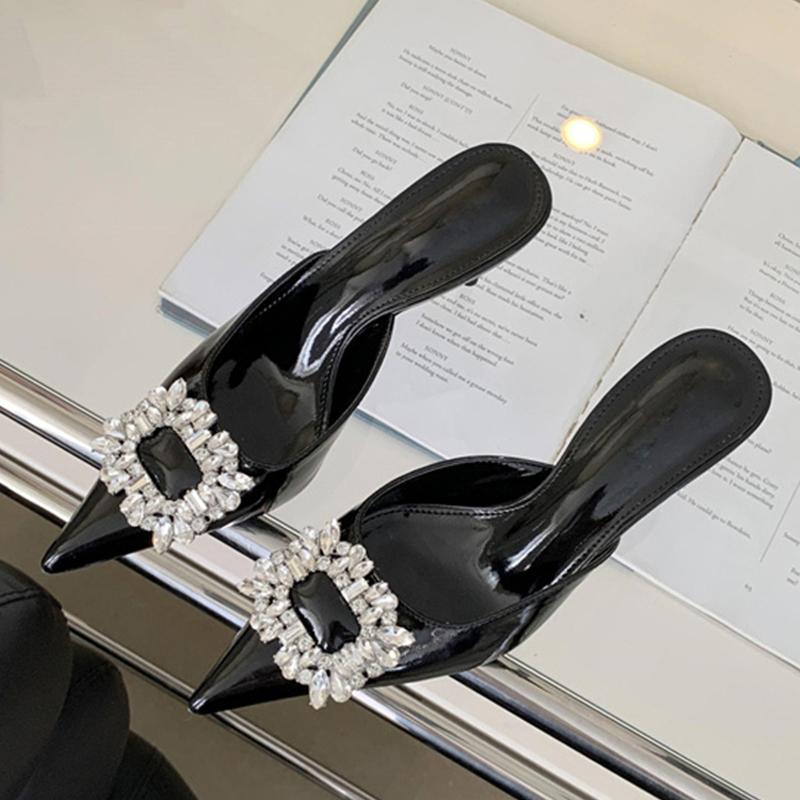Moda Eilyken Nuova Moda Tacchi Sottili in Cristallo Zoccoli Pantofole da Donna Eleganti Punta Acuta Scarpe da Banchetto Festa Ballo di Fine Anno per Signore