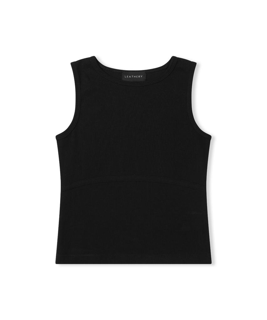 Ledeoli Ribbed Binding Tank Top [Black]