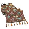 Tassel Edge Table Runner Jacquard Floral Runner, Vintage with Edges, Elegant Dining Farmhouse for Wedding Baby Shower Decor Charming Centerpiece