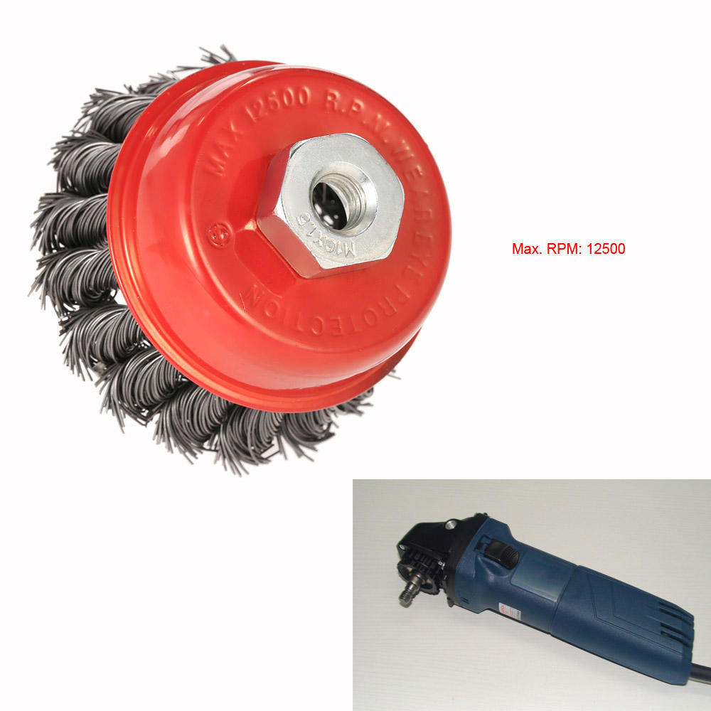 

75mm 3 inch Crimped Wire Cup Brush Knotted Cup Brush with Steel Wire for Angle Grinder Maximum 12500rpm for Rust Paint