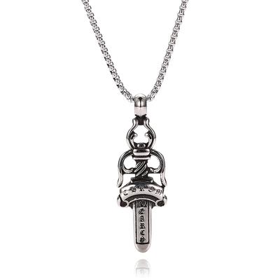 Mode Punk Metall Schwert Anhänger Halskette für Männer Edelstahl Lange Kette Männer Schmuck Zubehör Beste Freund Geschenk