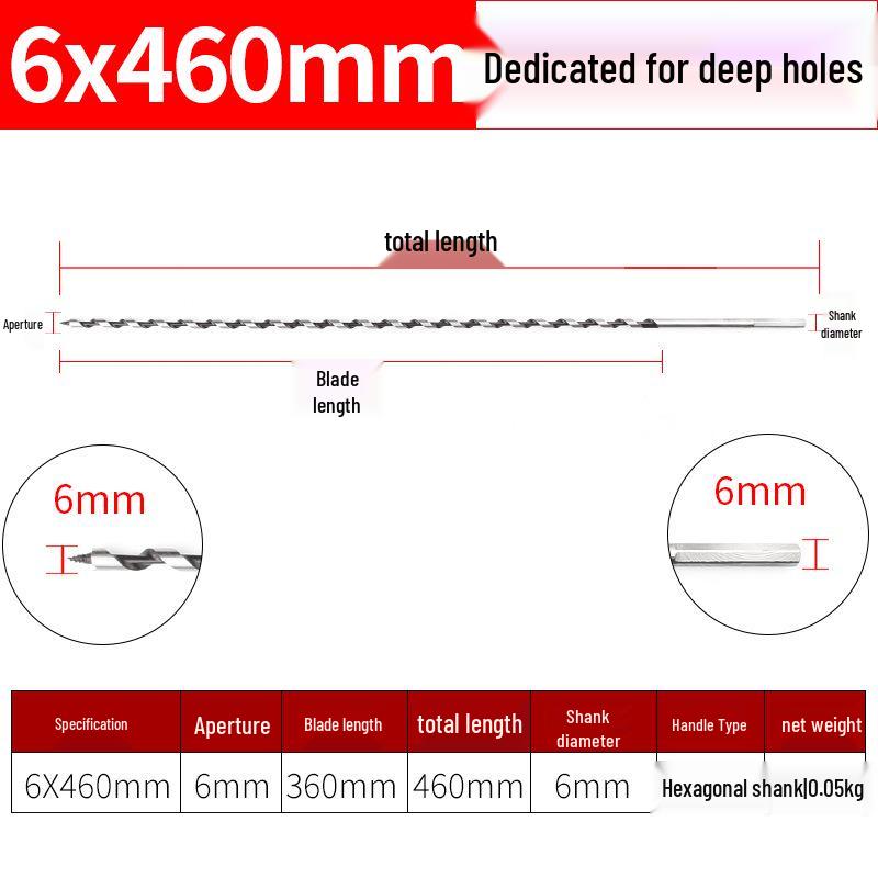 Hex Shank Deep Hole Woodworking Twist Drill Bit