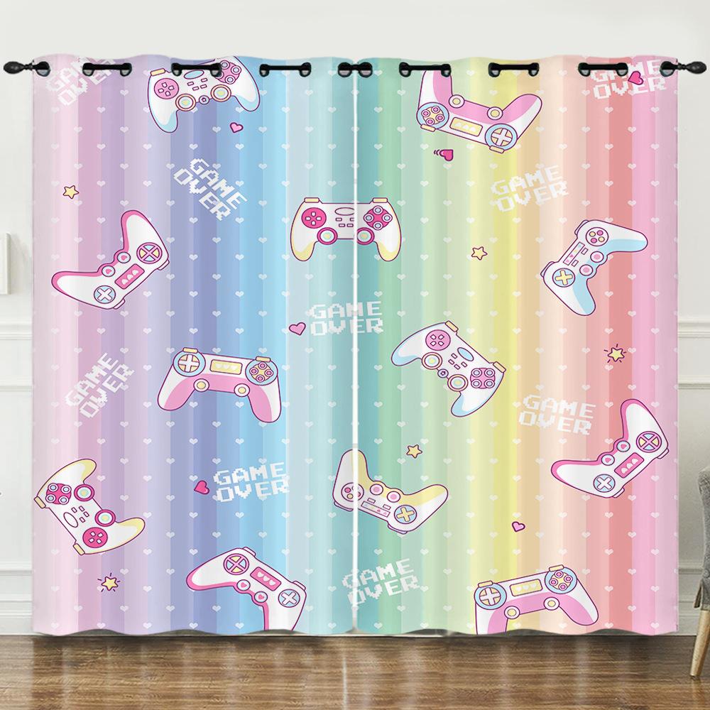 Curtain Mobile Game Girl Pink Curtain Digital Printing Blackout Curtain Punching