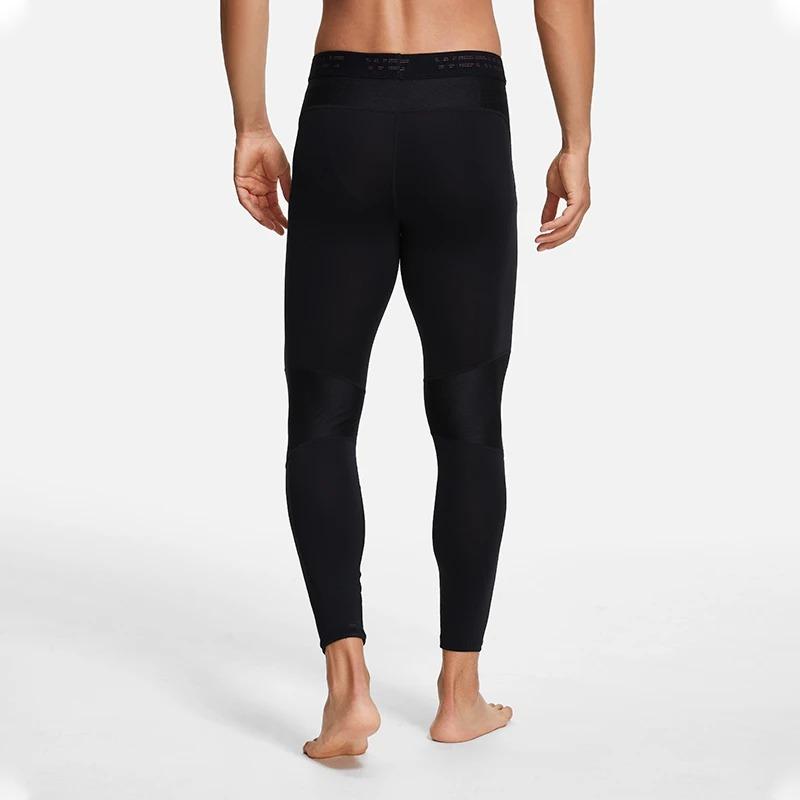 Li Ning Fitness Series Logo Print Compression Workout Pants Men Pants Black AULT493-1