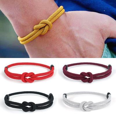 Noter Nouveau Bracelet en Corde pour Homme Grade A Cordon de 4 mm Bracelet à Chaîne Réglable 5 Couleurs Fil Rouge Chanceux Bracelet en Tissu Manchette Herren