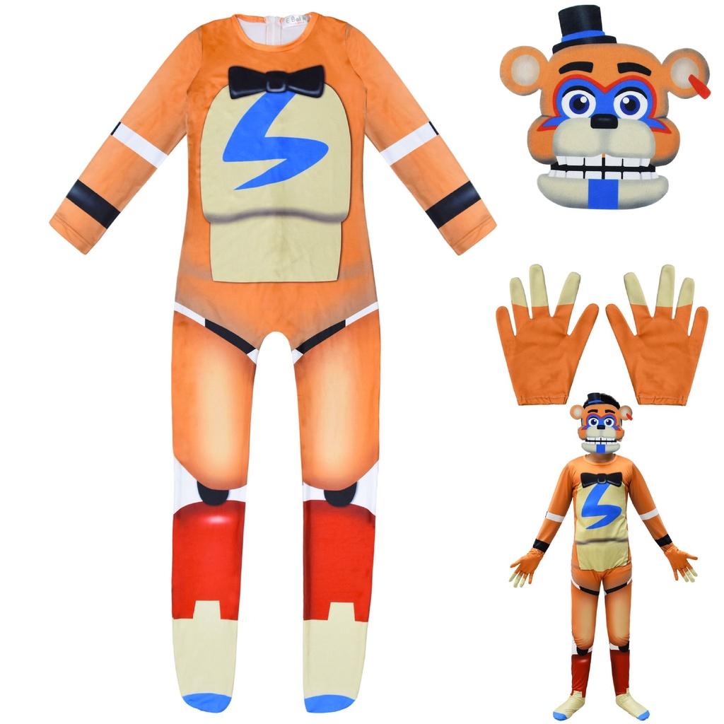 Sundrop Kid Fnaf Toy Bear Cosplay Costume Bodysuit Jumpsuit Mask Halloween Glove