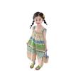 Girls Summer Sleeveless Floral Jumpsuit with Wide Legs Lightweight and Sweet