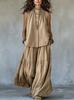 2026 European and American Cross-border New Foreign Trade Women's Clothing Autumn and Summer Solid Color Fashion Casual Loose Loose Pants Two-piece 