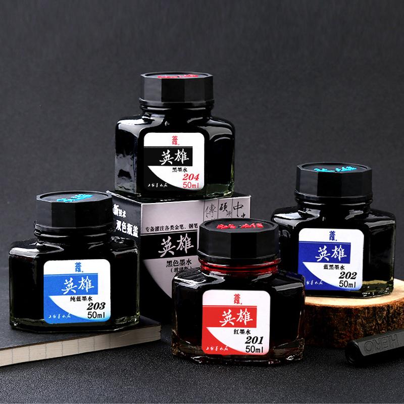 Advanced 4 Colors Non-Carbon 50ml Bottle Fountain Pen Ink,Black,Blue,Red,Dark Blue,Non-Erasable,Office And School Supplies