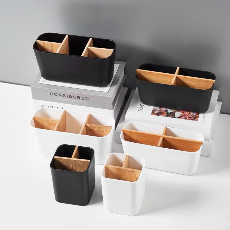 Bamboo Wood Storage Box for Stationery & Cosmetics