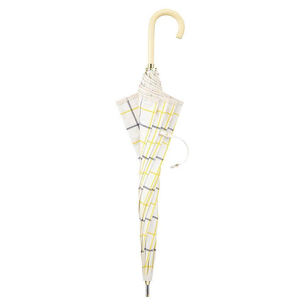 World Party Long Pen Check OF Parasol, Umbrella, Off-White, White, 50cm, Women's, Pattern, 81-8449
