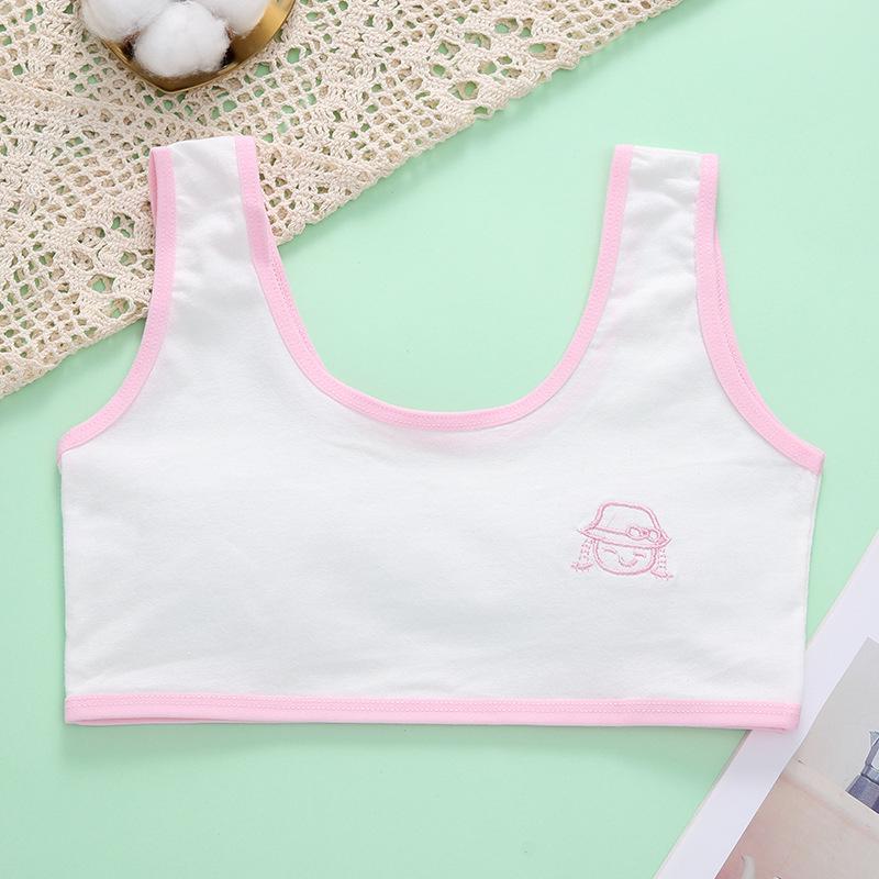 Girls' Pure Cotton Tank Top & Bra Set for Ages 9-13