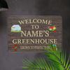 Custom Personalized Welcome Greenhouse Aluminum Sign Rustic Garden Wall Decor