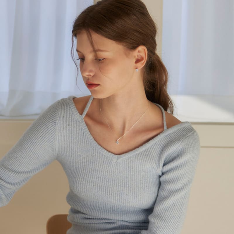 murmur [925silver]Glow square drop necklace