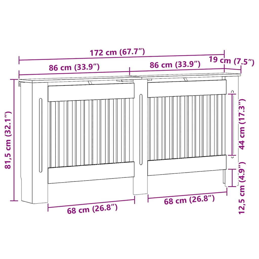Copertura Radiatore Aspetto Legno Vintage 172 x 19 x 81,5 cm Legno Ingegnerizzato