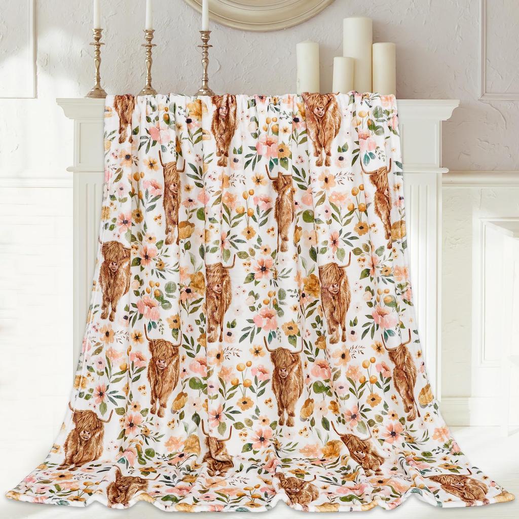 Highland Cow Blanket Soft Flannel Blanket Animal Print Sofa Blanket Print Blanket