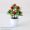 Ornamento Artificiale da Tavolo in Vaso: Bouquet di Piante Verdi e Frutta del Denaro