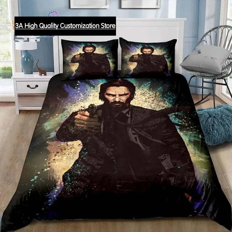 Thriller Film John Wick Bettwäsche Set Einzelbett Twin Bett Vollbett Queen Size Bett Set Erwachsener Jungen Schlafzimmer Bettwäsche Geschenk