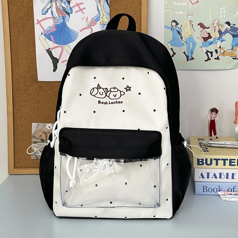 Schoolbag Cute college style schoolbag Female junior high school student Elementary school student Versatile girl Transparent pain bag Backpack Casual