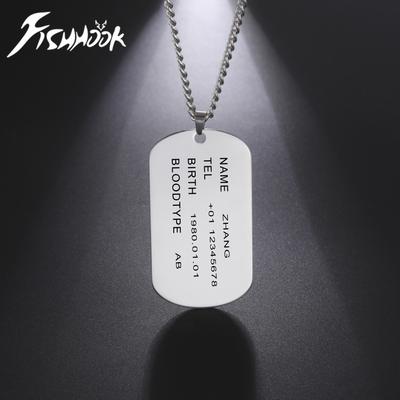 Military Army Tactical Personalized Bar US Dog Tag Necklace Soldier Name Chain Custom War Gift For Men Father Stainless Steel