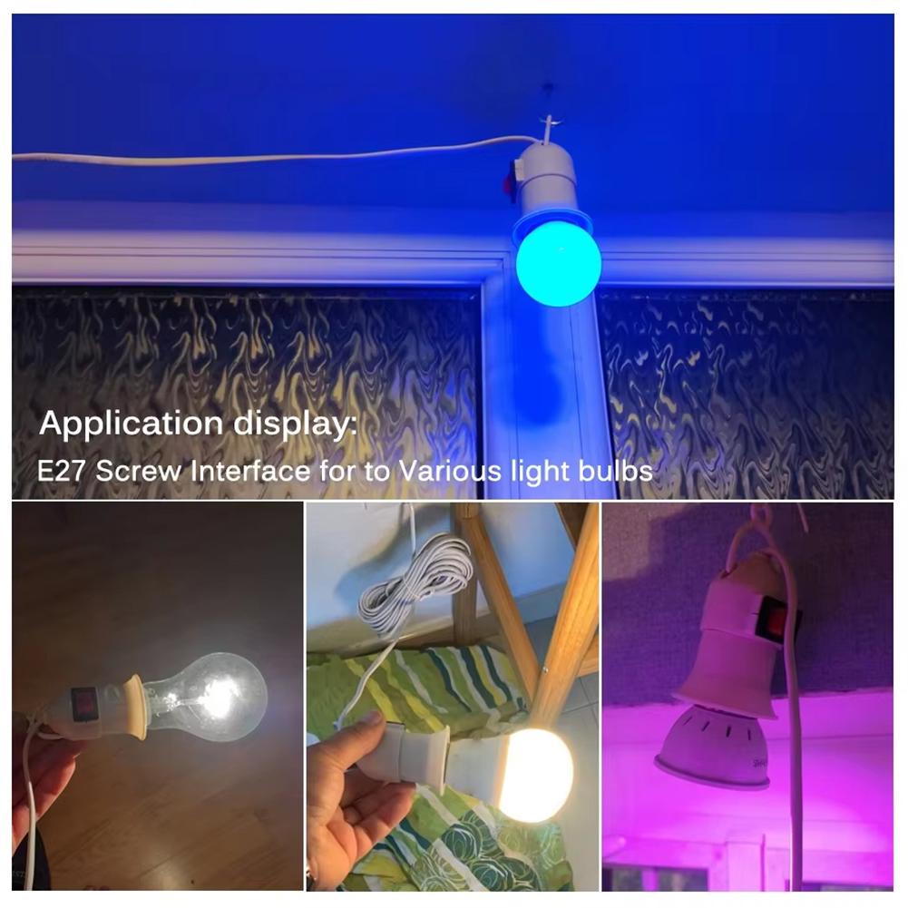 EU Plug E27 Lamp Base Holder Power Cord Cable 4m E27 Hanging Pendant LED Fixture Lamp Bulbs Socket Cord Adapters With Switch