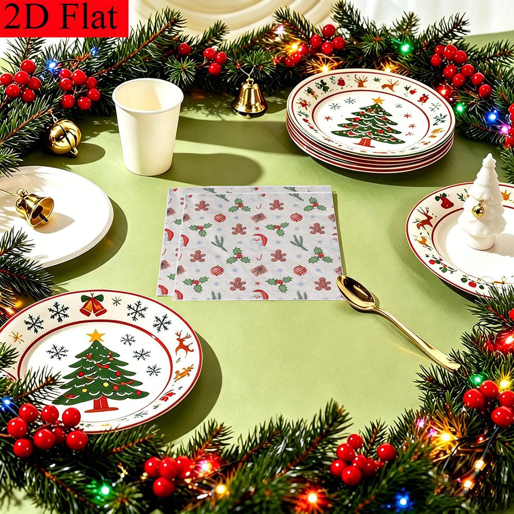 20pcs Disposable Napkins with Christmas Elements Pattern Print for Wedding,Parties,and Daily Use for Thanksgiving Fall Christmas Table Decoration