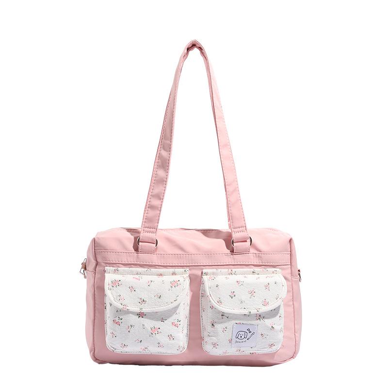 Pink Floral New Shoulder Bag Summer Large Capacity Out Versatile Trend Cute Commuter Bag