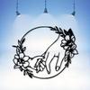 Floral Mother and Child Metal Wall Art Rust Resistant Iron Circle Home Decor Gift