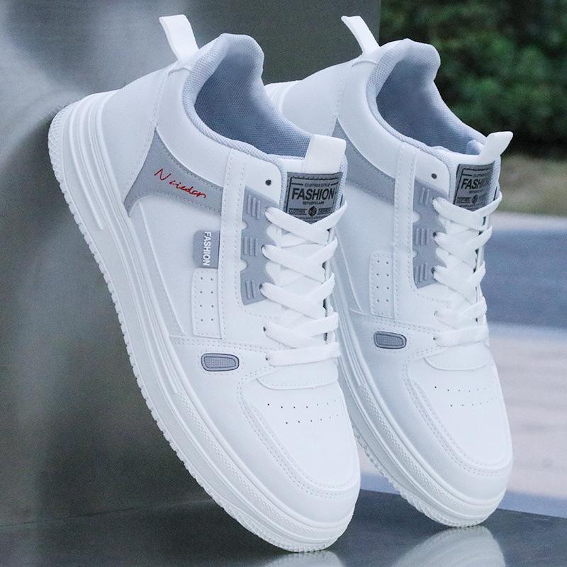 Shoes Men's Spring New White Leather High-top Shoes Casual Board Shoes Platform Men's Sports Shoes