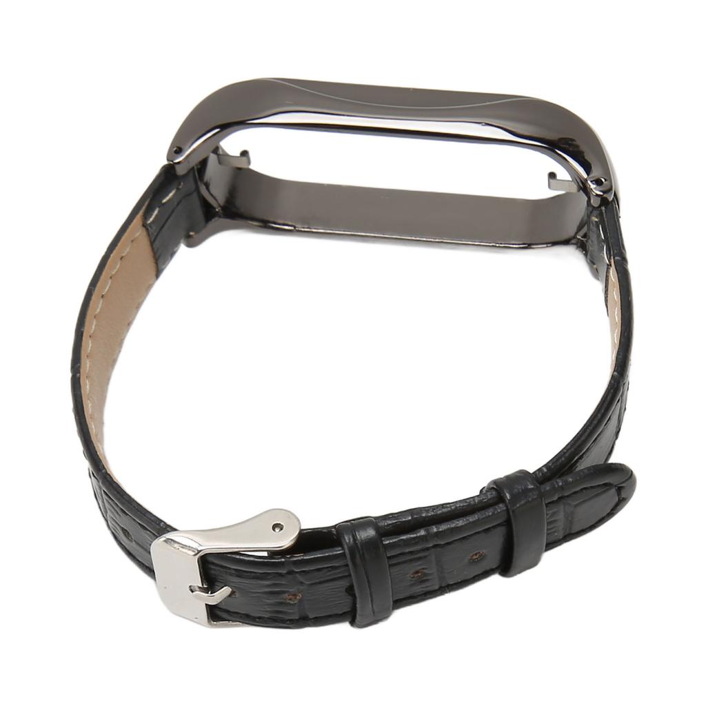 Sport Wrist Band for Mi Band 7 Soft PU Leather Breathable Replacement Loop Strap for Running Hiking Black