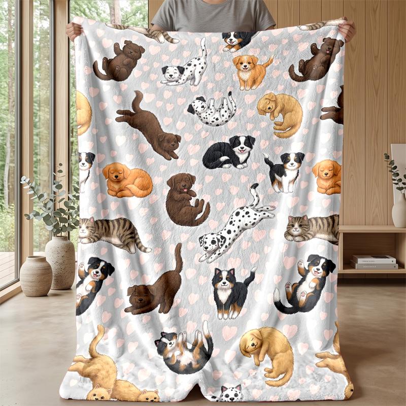 Canine Cloudy Dreamscape blanket Personalized Name Flannel Blanket Soft Cozy Plush Throw for Sofa Bed Lightweight Home Decor
