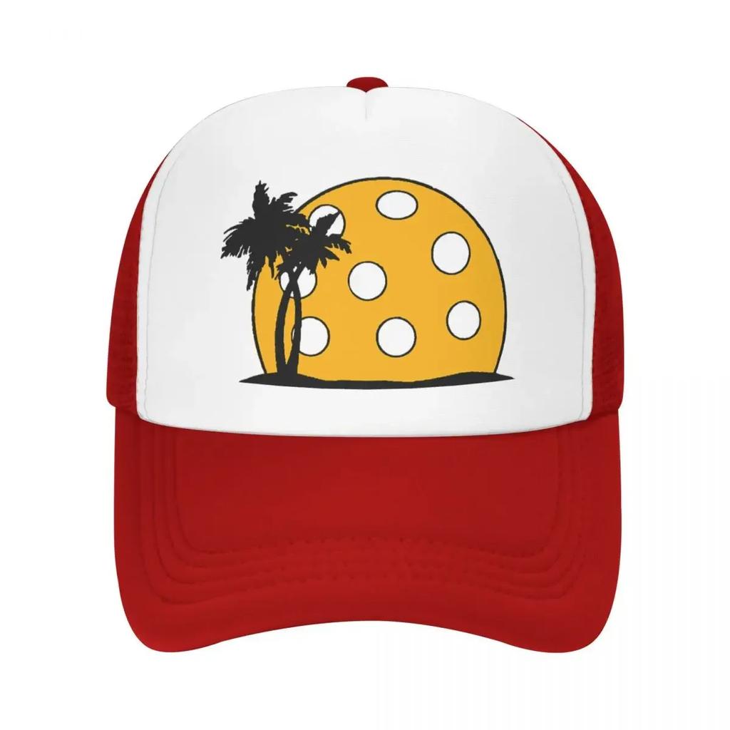 Pickleball Beach Sunset Foam Mesh Trucker Hat Casual Summer Breathable Meshback Sun Caps Adjustbale