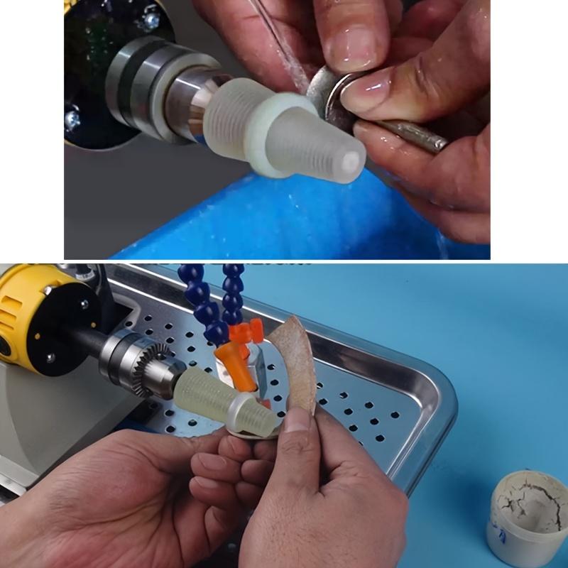 Ring Grinding & Polishing Fixture - Carbonized Silicon Sanding Head with Adjustable Rubber Grip, Ergonomic Design for Jewelry Making & Metalworking