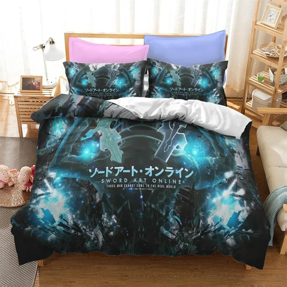 Anime Sword Art Online Bettwäsche-Set Bettbezug Schlafzimmer Deckenbezüge Einzel-Doppel-King-Size Steppdeckenbezug Heimtextilien Werkzeug