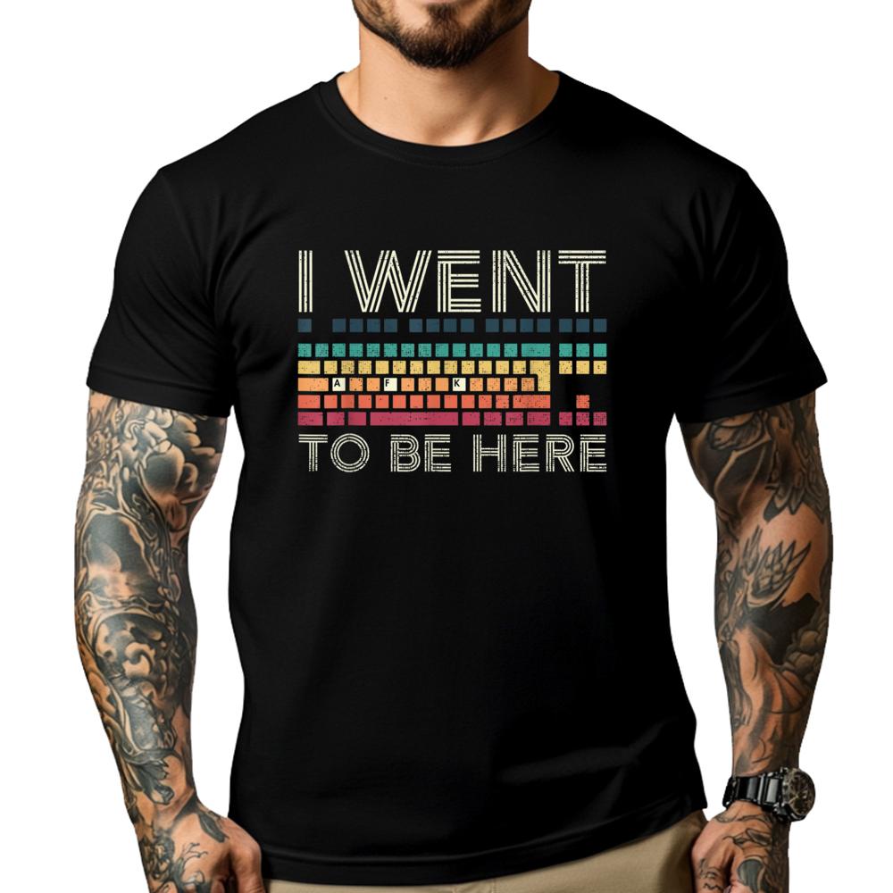 Lustiges PC-Gamer Ich war AFK, um hier zu sein Weg von der Tastatur Rot und Schwarz Grafik T-Shirt für Erwachsene Frühling Herrenbekleidung Angebote