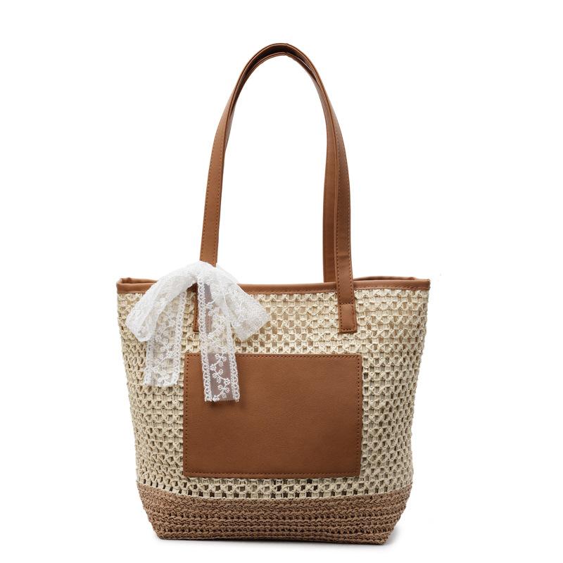 

Seaside Holiday Beach Tote Bag Women s Large Capacity Straw Bag бежевый