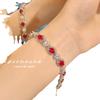 Heavy Industry Temperament Light Luxury Imitation Gemstone Bracelet Red Corundum Color Sapphire Blue Spinel High Retro Jewelry