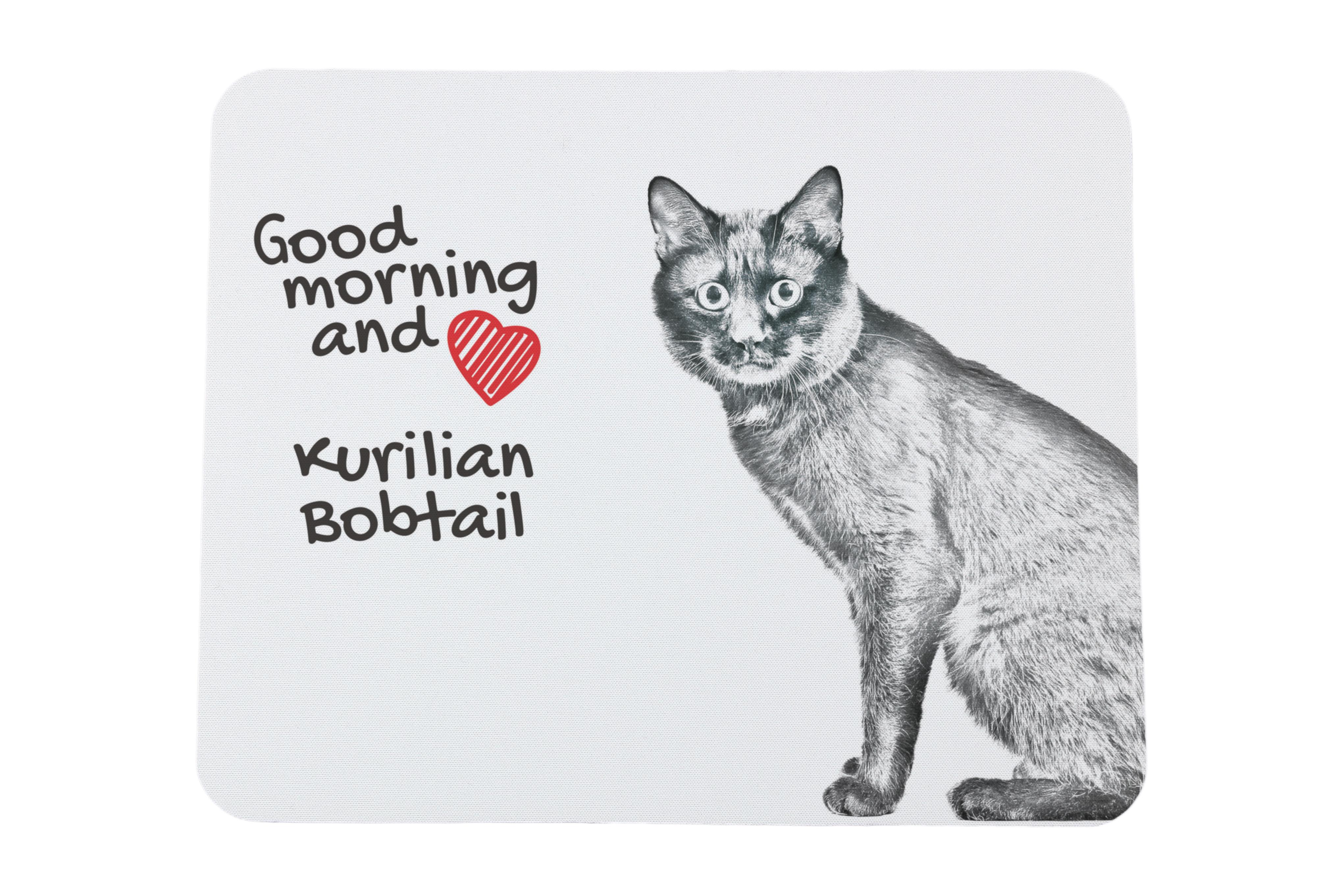 

Kurilian bobtail - mouse pad with print, personalized cat pad, unique gadget for an office worker from the Art-Dog brand білий