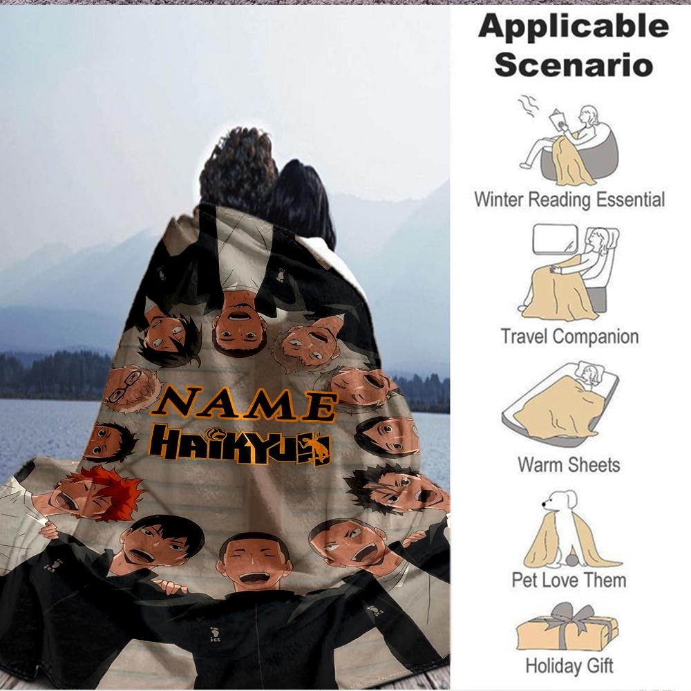 Custom 1pc Haikyuu!! Anime Poster Blanket, Soft And Comfortable Blanket, Casual Warm, Camping Travel Blanket, Birthday Gift Q91291