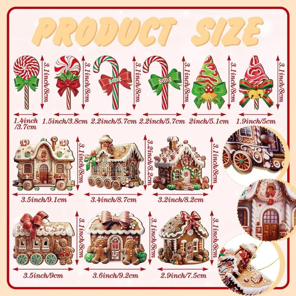 Christmas Gingerbread House Ornament Wooden Christmas Tree Hanging Ornaments Gingerbread House with Ribbons for Xmas Party Favor